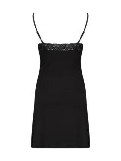 Zwart - Pour Moi - Sofa Loves Lace - Zachte jersey slipdress met split en verborgen ondersteuning