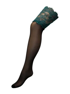 Zwart - Pour Moi Deep Eyelash 15-denier kanten hold-ups