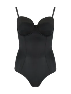 Zwart - Pour Moi Definitions shapewear-body met buikcorrectie en verwijderbare bandjes