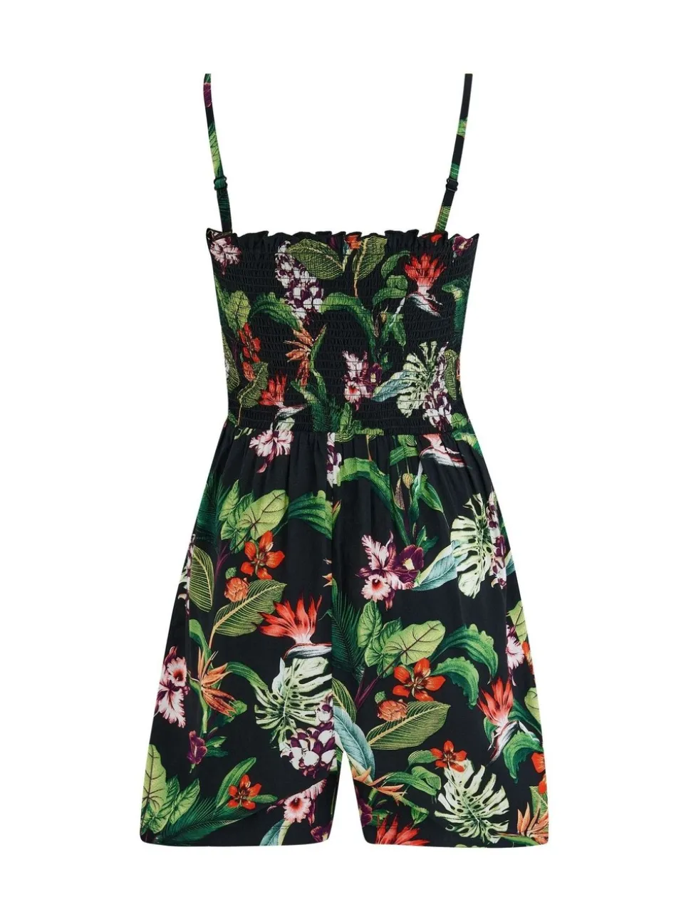 Zwart - Pour Moi geweven strand-playsuit zonder bandjes met gesmokt lijfje