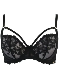 Zwart - Pour Moi India Bold Floral Embroidery Non Pad Bra