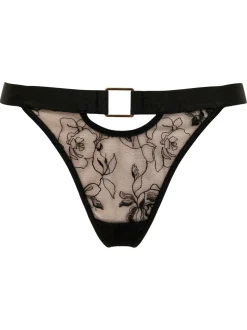 Zwart - Pour Moi India string met borduursel