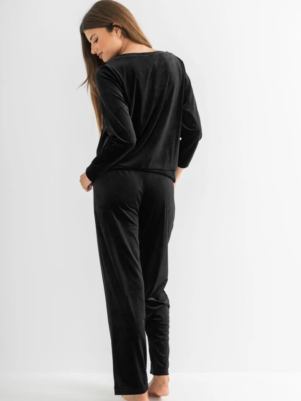 Zwart - Pour Moi velours lange pyjama