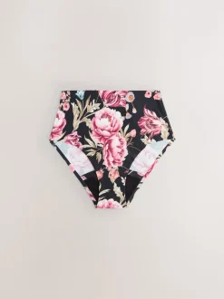 Zwart / Praline Huidskleur / Roze Bloemen - Set van 4 No VPL menstruatieslips voor medium vloeien