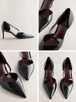 Zwart - Premium Leather Asymmetric Court Heels