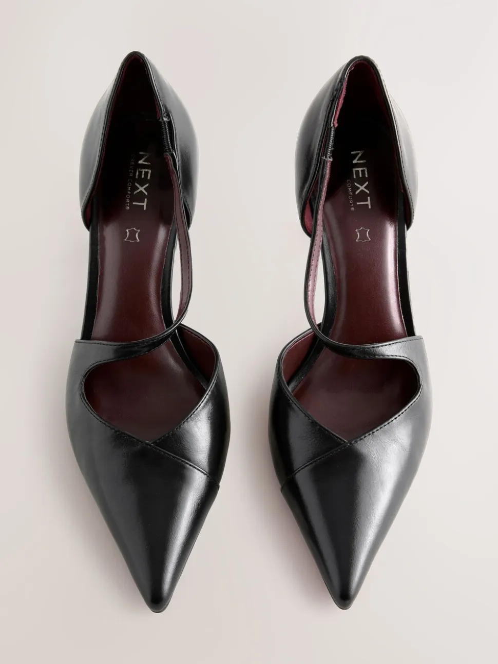 Zwart - Premium Leather Asymmetric Court Heels