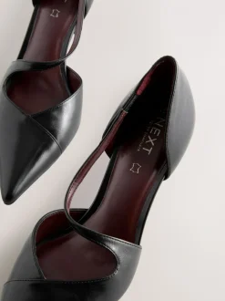 Zwart - Premium Leather Asymmetric Court Heels