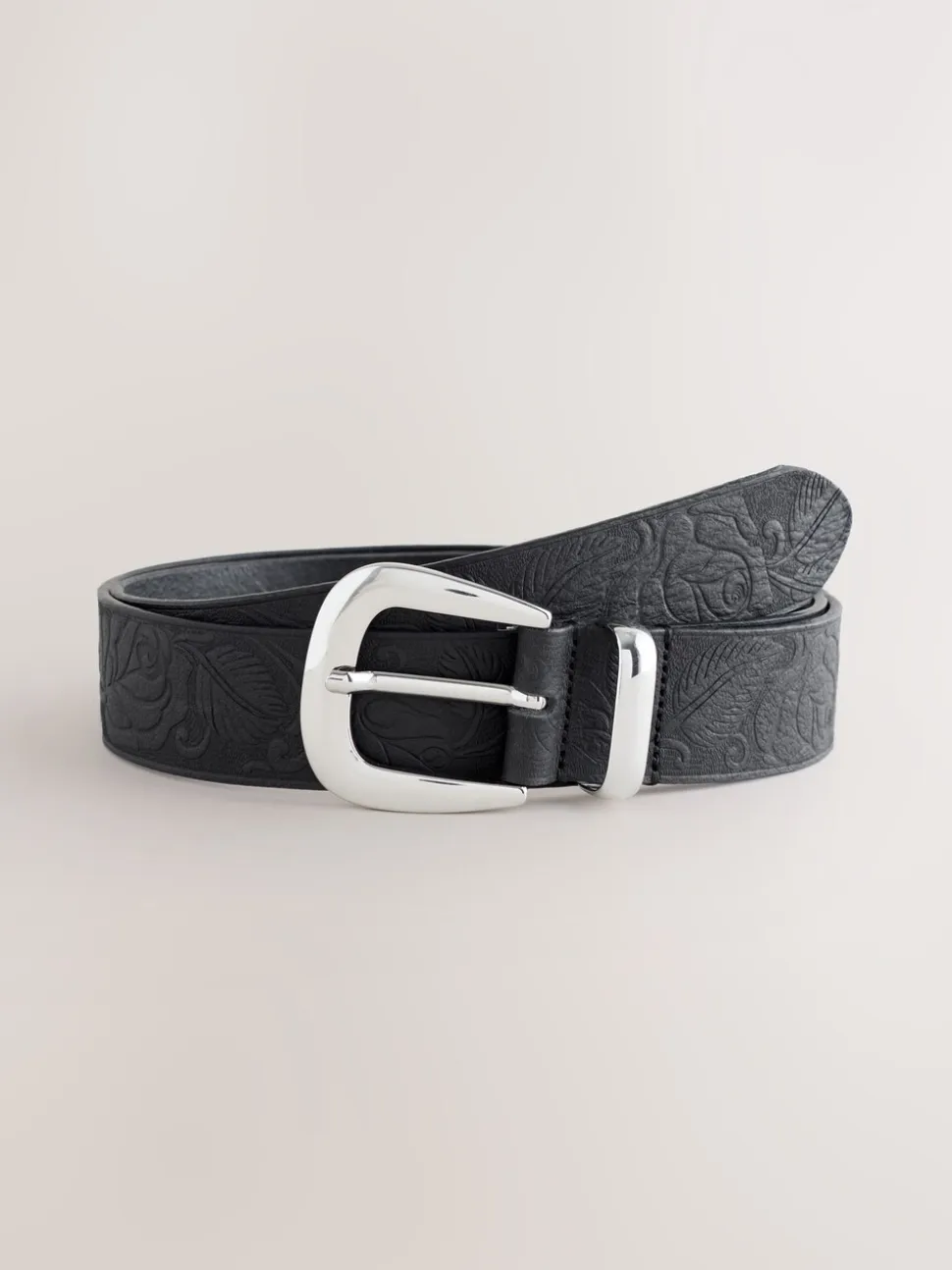 Zwart - Premium Made In Italy Embossed Leather Belt