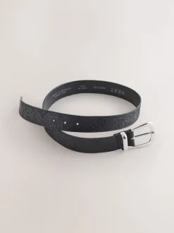 Zwart - Premium Made In Italy Embossed Leather Belt
