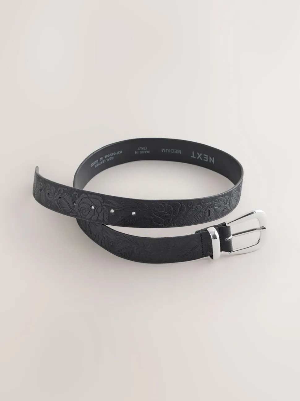 Zwart - Premium Made In Italy Embossed Leather Belt