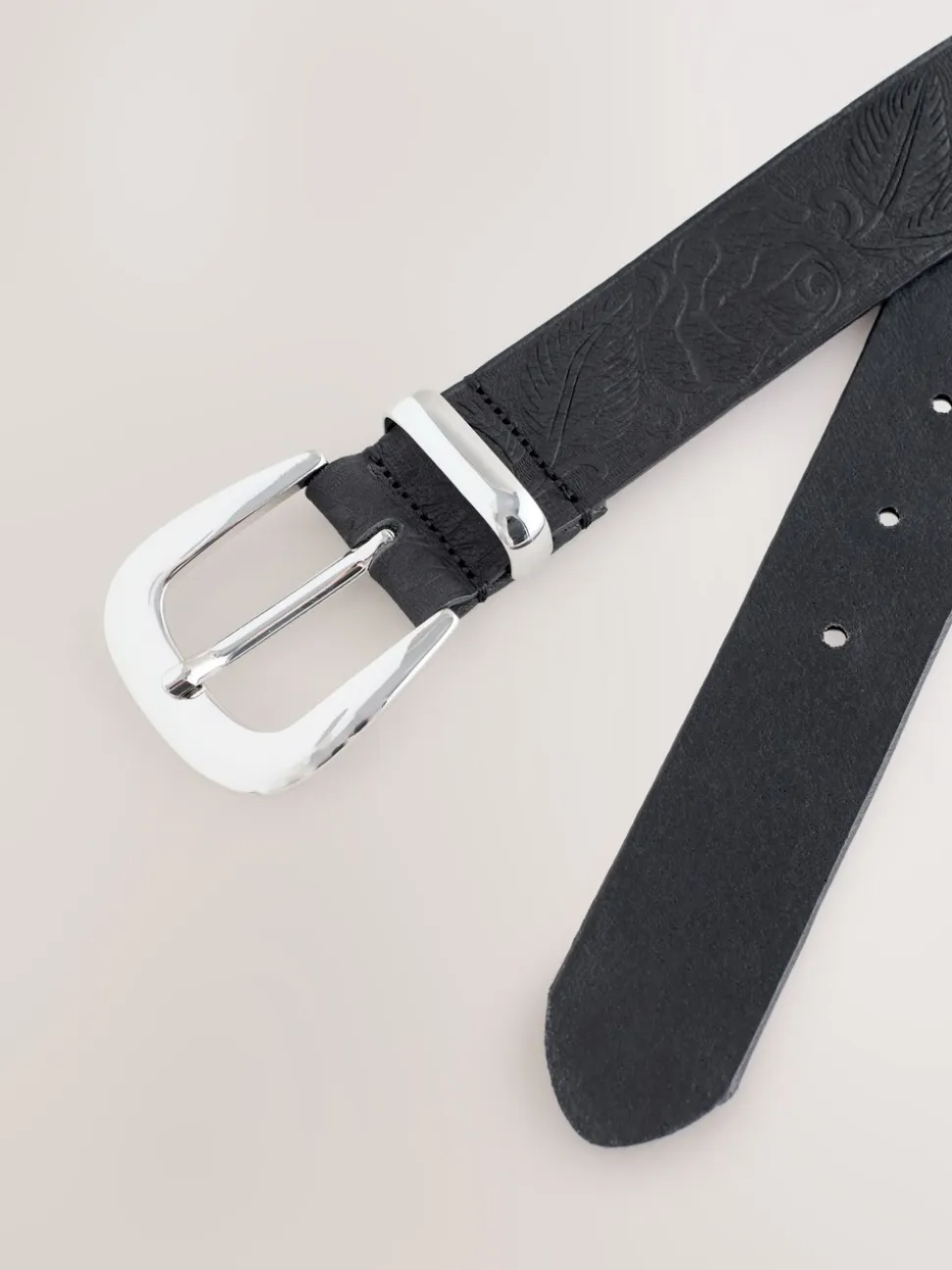 Zwart - Premium Made In Italy Embossed Leather Belt