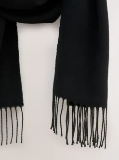 Zwart - Premium Made in Italy Midweight Scarf with Containing Wool
