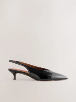 Zwart - Punt Toe Lage Slingback Naaldhak Schoenen