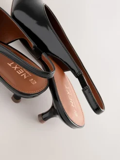 Zwart - Punt Toe Lage Slingback Naaldhak Schoenen