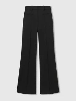 Zwart - Reiss Claude broek met hoge taille en uitlopende pijpen