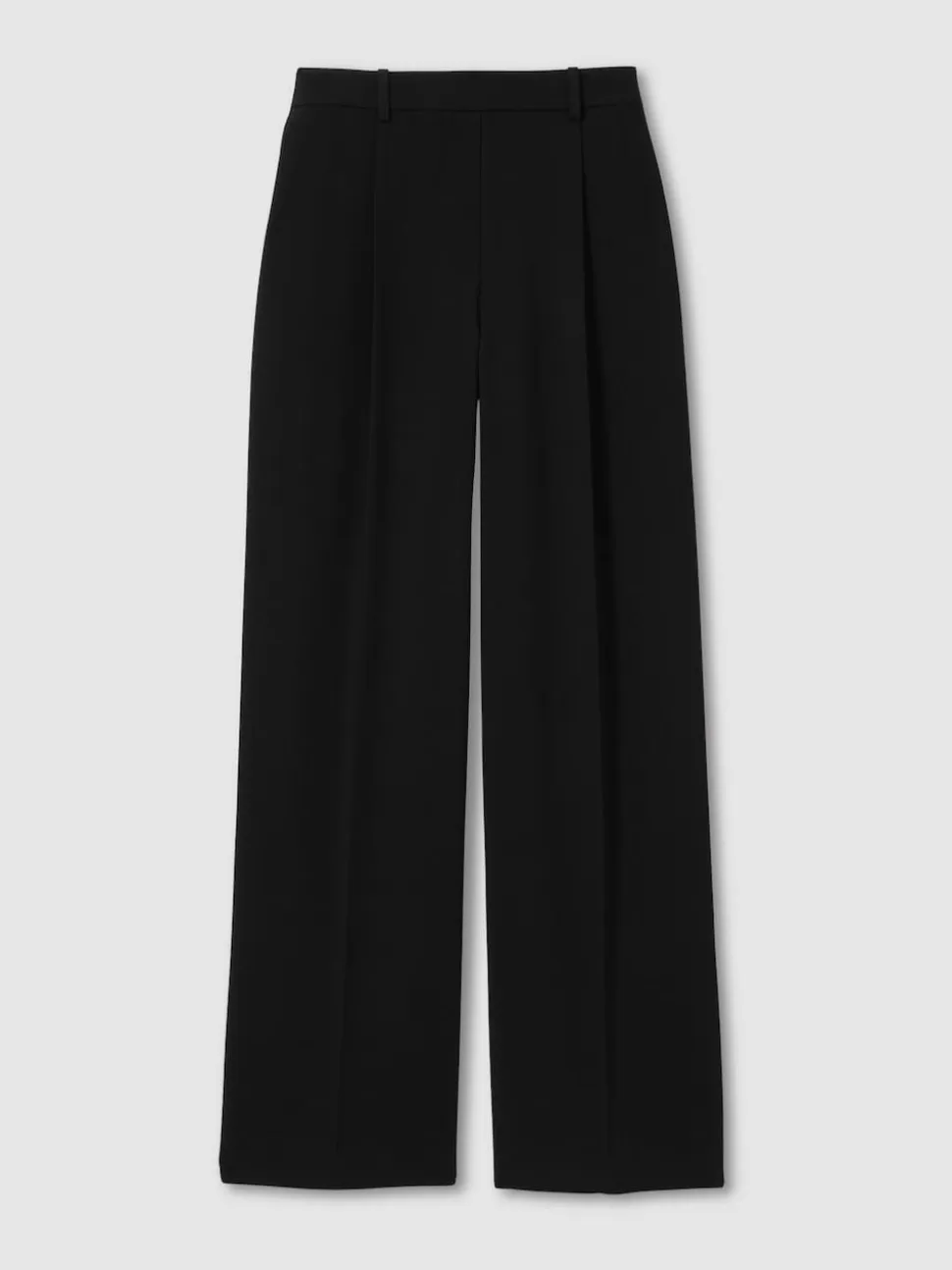 Zwart - Reiss Eden wijde broek van keperstof met elastische tailleband
