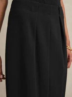Zwart - Reiss Gabi geplooide crêpe kokerrok