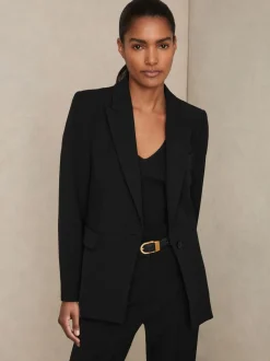 Zwart - Reiss Gabi maatsnit-kostuumblazer met enkele knoopsluiting