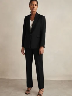 Zwart - Reiss Gabi maatsnit-kostuumblazer met enkele knoopsluiting