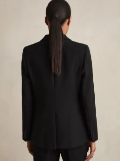 Zwart - Reiss Gabi maatsnit-kostuumblazer met enkele knoopsluiting