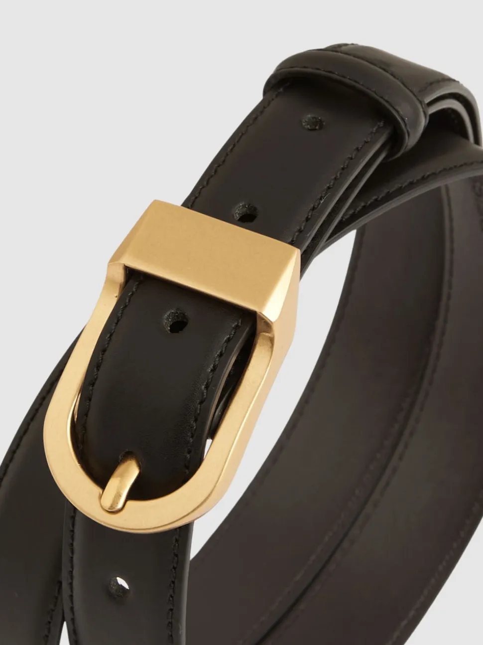 Zwart - Reiss Hazel Leren Riem met Gebogen Gesp