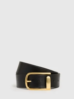 Zwart - Reiss Iyla leren riem met halve gesp