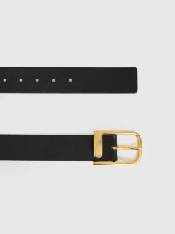 Zwart - Reiss Iyla leren riem met halve gesp