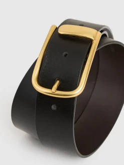 Zwart - Reiss Iyla leren riem met halve gesp