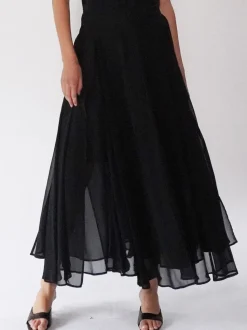 Zwart - Religion Eligion Floaty Sheer Multi Layered Olsen Maxi Skirt