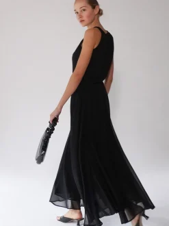 Zwart - Religion Eligion Floaty Sheer Multi Layered Olsen Maxi Skirt