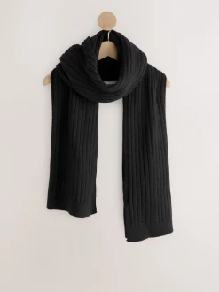 Zwart - Ribbed Knit Scarf