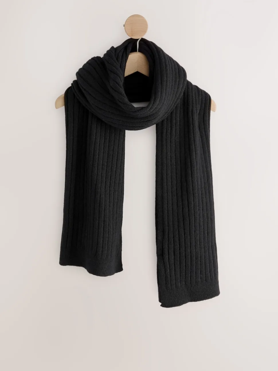 Zwart - Ribbed Knit Scarf