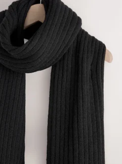 Zwart - Ribbed Knit Scarf