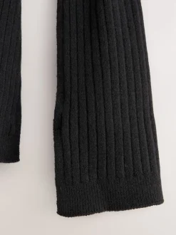 Zwart - Ribbed Knit Scarf