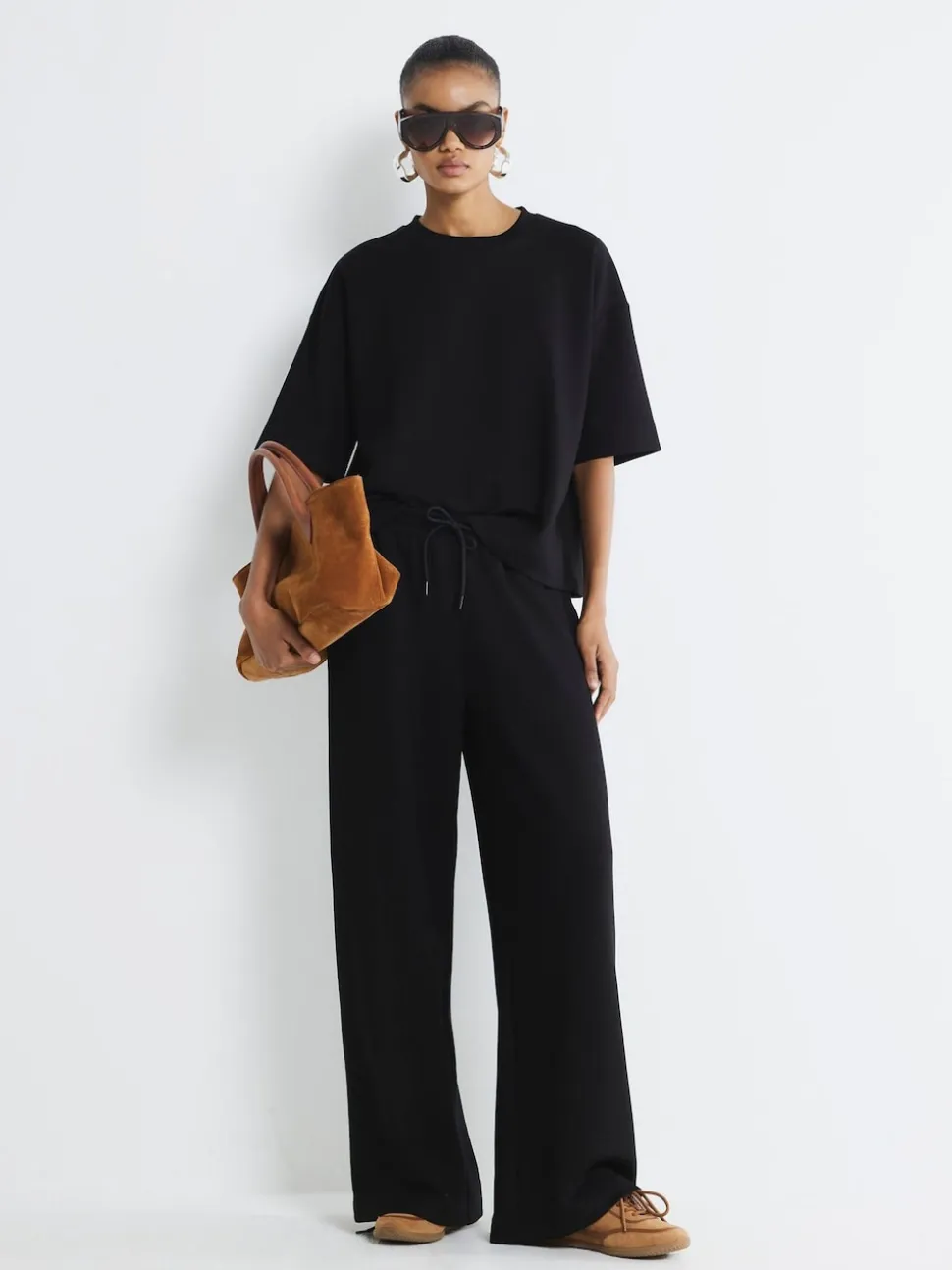 Zwart - River Island Premium Wide Leg Joggers