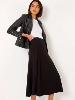 Zwart - Roman A-Line Pull On Stretch Skirt