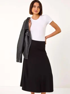 Zwart - Roman A-Line Pull On Stretch Skirt