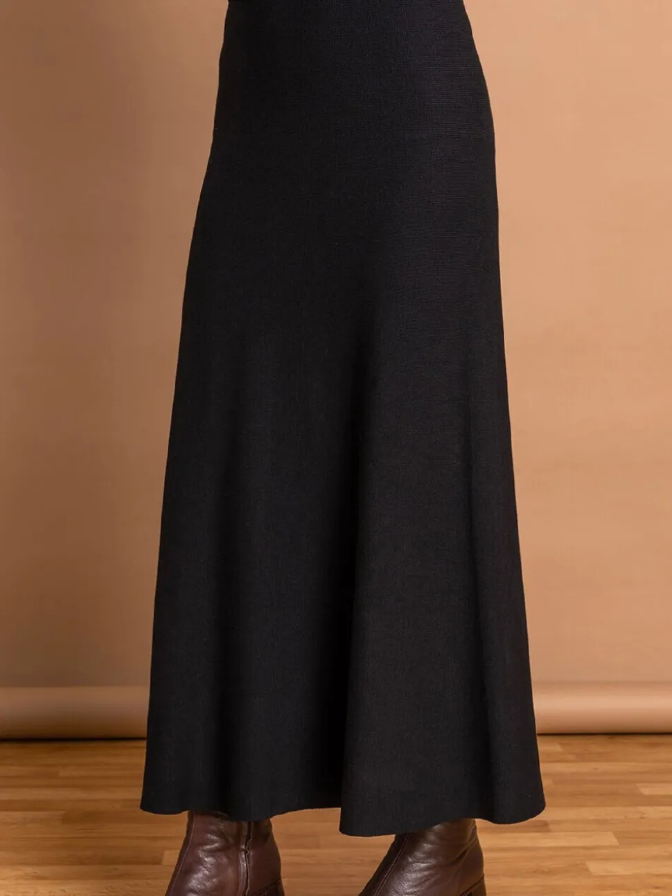 Zwart - Roman gebreide Midi stretchy rok