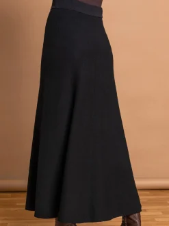 Zwart - Roman gebreide Midi stretchy rok