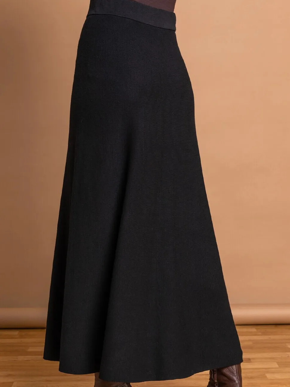 Zwart - Roman gebreide Midi stretchy rok