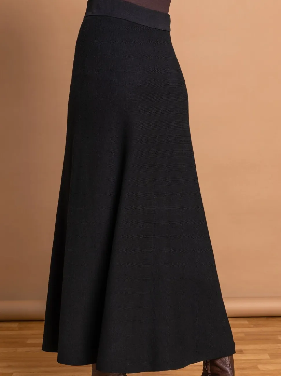 Zwart - Roman gebreide Midi stretchy rok