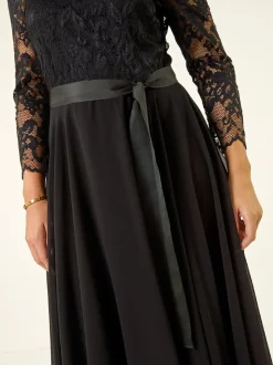 Zwart - Roman Petite Lace Contrast Bodice Dress