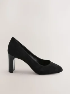 Zwart - Ronde Teen Block Court Schoenen