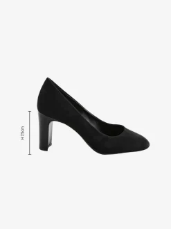 Zwart - Ronde Teen Block Court Schoenen