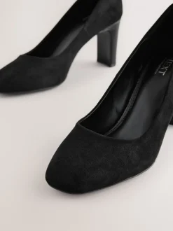 Zwart - Ronde Teen Block Court Schoenen