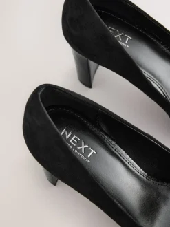 Zwart - Ronde Teen Block Court Schoenen