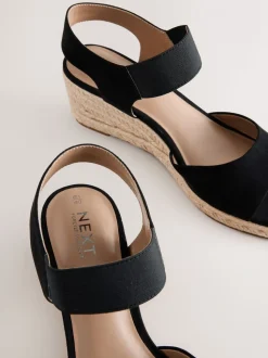 Zwart - Ronde Teen Elastische Riem Detail Sleehakken