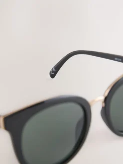 Zwart - Ronde zonnebril