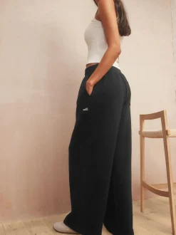 Zwart - self. joggingbroek met wijde pijpen