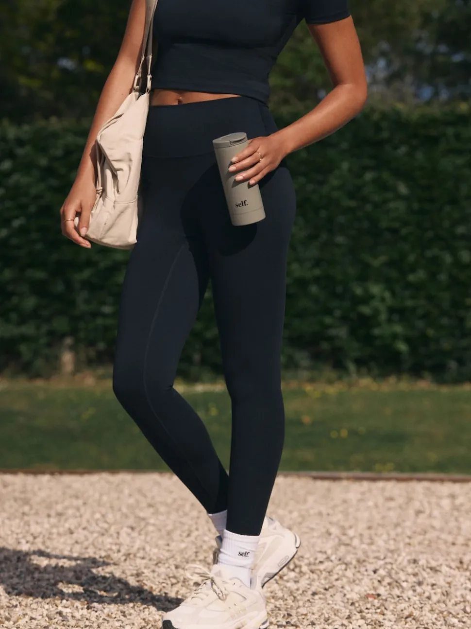 Zwart - self. Legging met hoge taille